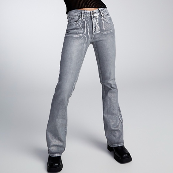 Smoke Rise Red metallic gray silver bootcut jeans NWT - Picture 1 of 15